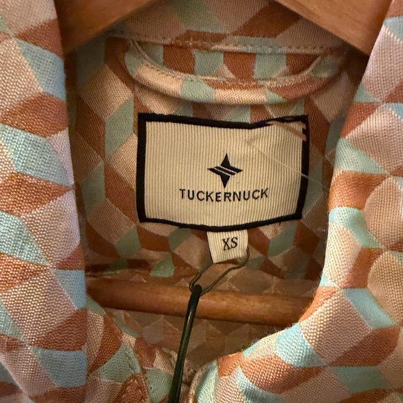 NWT Tuckernuck Ocean Spray Sleeveless Cheyenne tan blue geometric print Dress XS - Picture 11 of 15